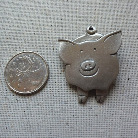 Vintage Pewter Pig Brooch with Moving Legs Signed "MALI" - Picture 2 of 5